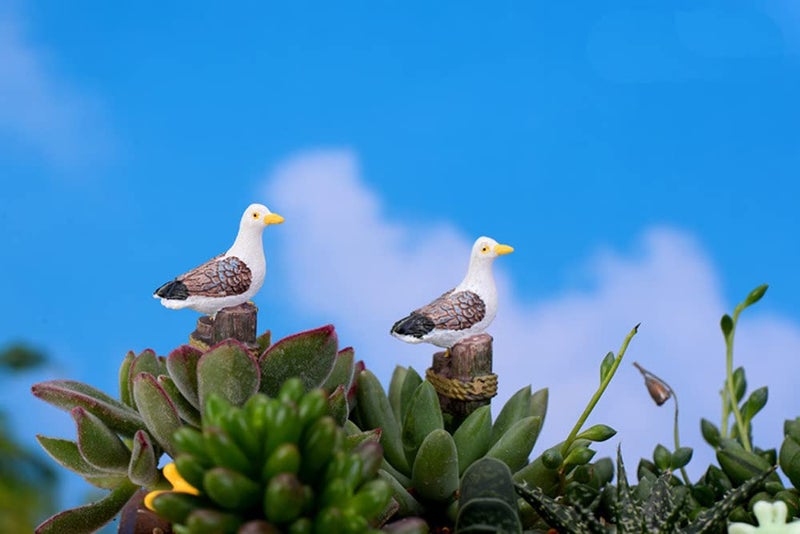 TANOMA 2PCS Seagulls Bird Micro Landscape Ornaments, Miniature Figurines Fairy Garden Accessories, Garden DIY Kit - Image 5